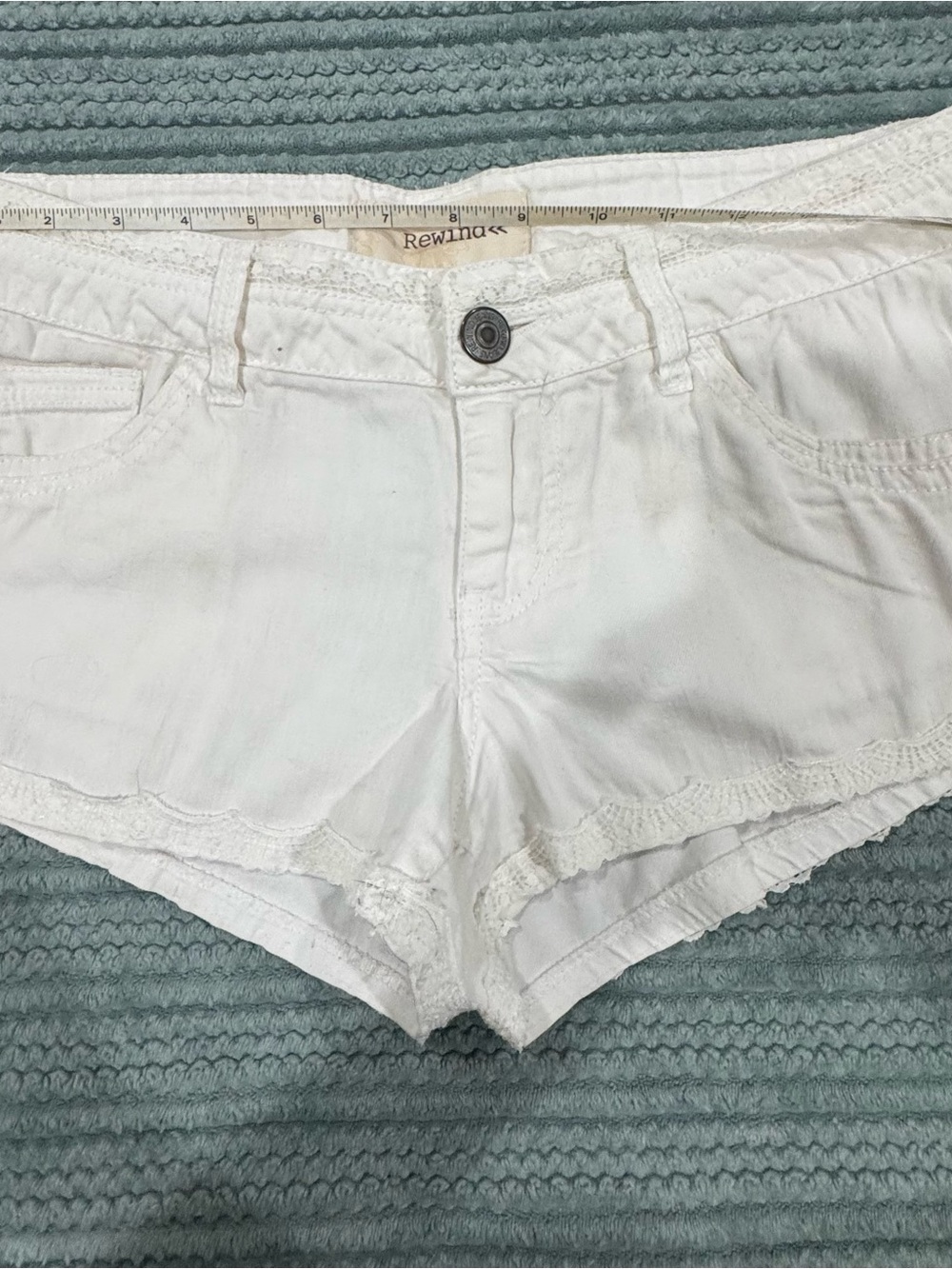 Rewind White High-Waist Lace-Trim Shorts